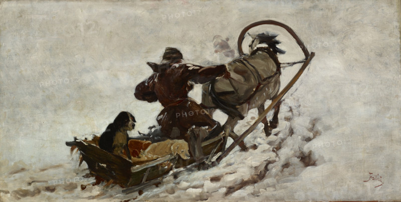 Dogs at a Hunt, c1886. Creator: Julian Falat.