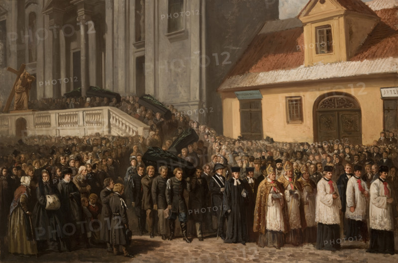 Funeral of the Five Victims of the Manifestation of 1861 in Warsaw, 1865. Creator: Henryk Pillati.
