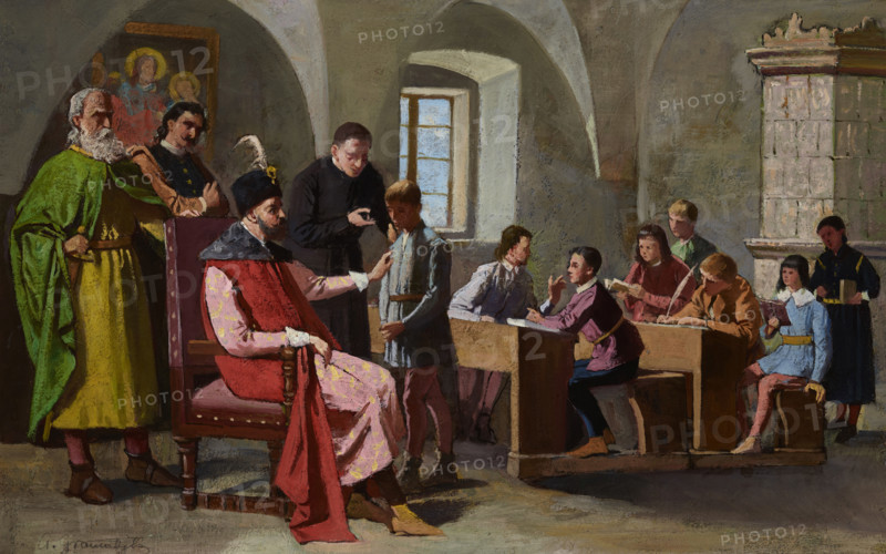 Stefan Batory among Schoolboys, after 1875. Creator: Antoni Gramatyka.
