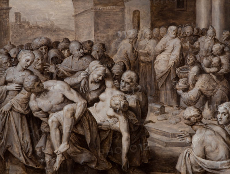 Death of Sapphira, c1600. Creator: Ambrosius Francken I.