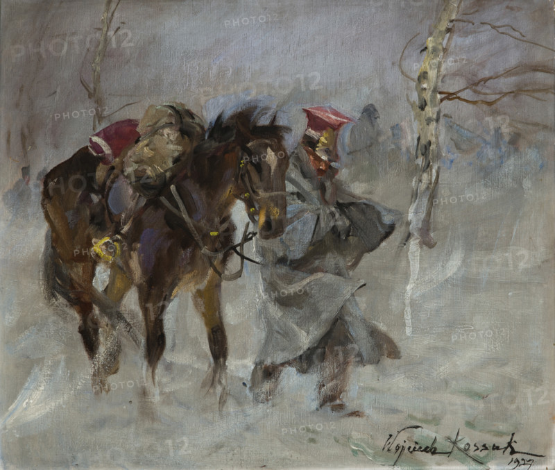 Uhlan Leading a Horse, 1927. Creator: Wojciech Kossak.