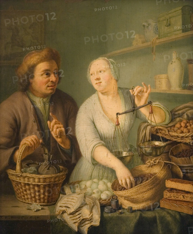 At the Marketwife's, 1738. Creator: Frans van Mieris II.
