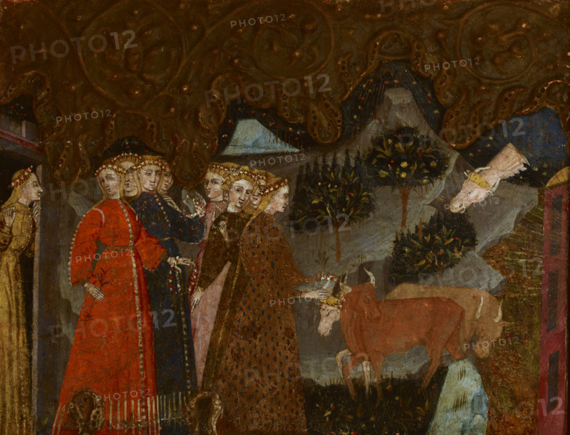 Mythological Scene (Abduction of Europe?)-Fragment of a Cassone, end of 14th century. Creator: Master of Charles of Durazzo.
