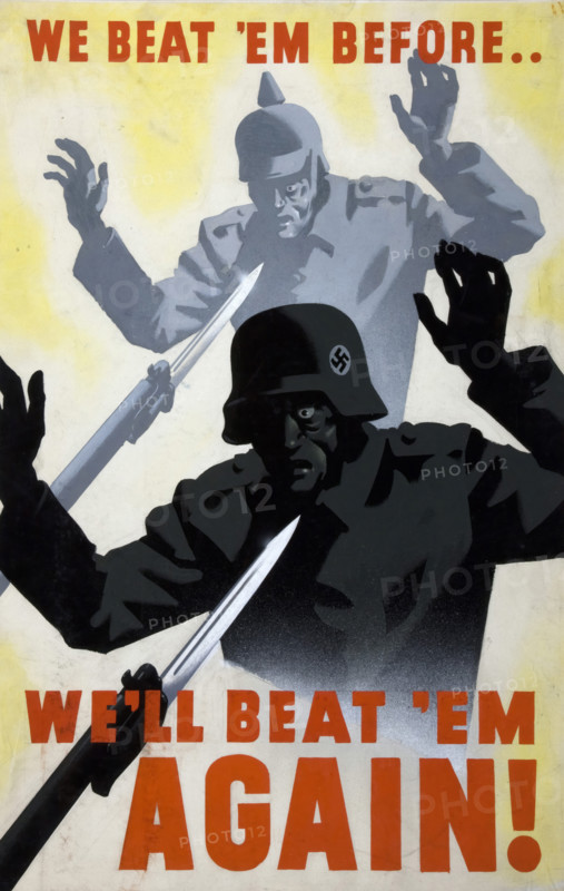 'We beat 'em before..We'll beat 'em again!', WWII poster, between 1939 and 1945. Creators: Central Office of Information, Unknown.