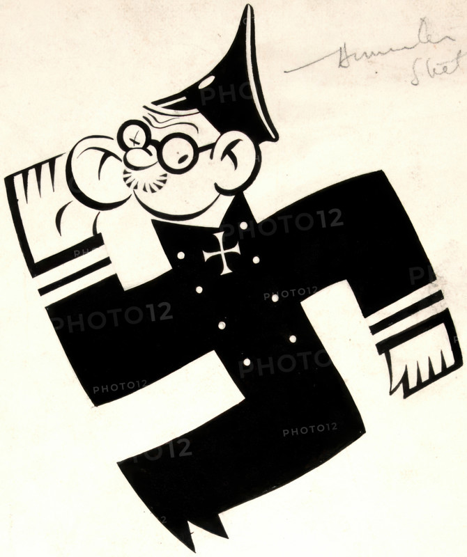 'Furtive Fritz is always listening. Be careful...', swatika, WWII poster, between 1939 and 1946. Creators: Central Office of Information, Unknown.