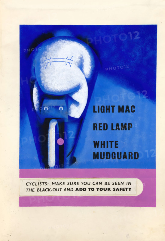 'Cyclists - make sure you can be seen in the blackout', WWII road safety poster, between 1939-1946. Creators: Central Office of Information, Tom Gentleman.