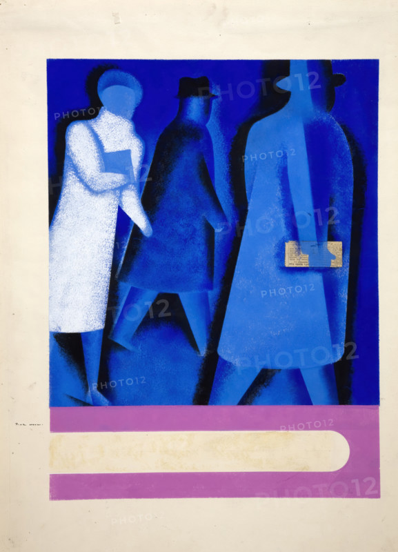 Road safety - Female and male figures walking at night, World War II poster, between 1939-1946. Creators: Central Office of Information, Tom Gentleman.