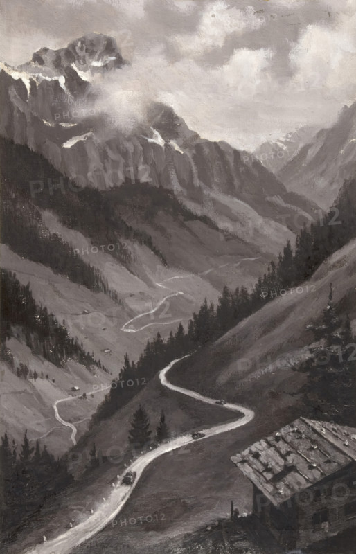 Mountain road, Army transport, between 1939 and 1946. Creators: Central Office of Information, Unknown.