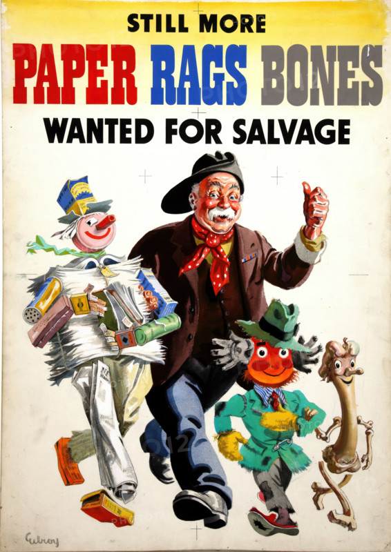 'Still More Paper, Rags And Bones Wanted for Salvage', World War II poster, c1939-c1945. Creator: John Gilroy.