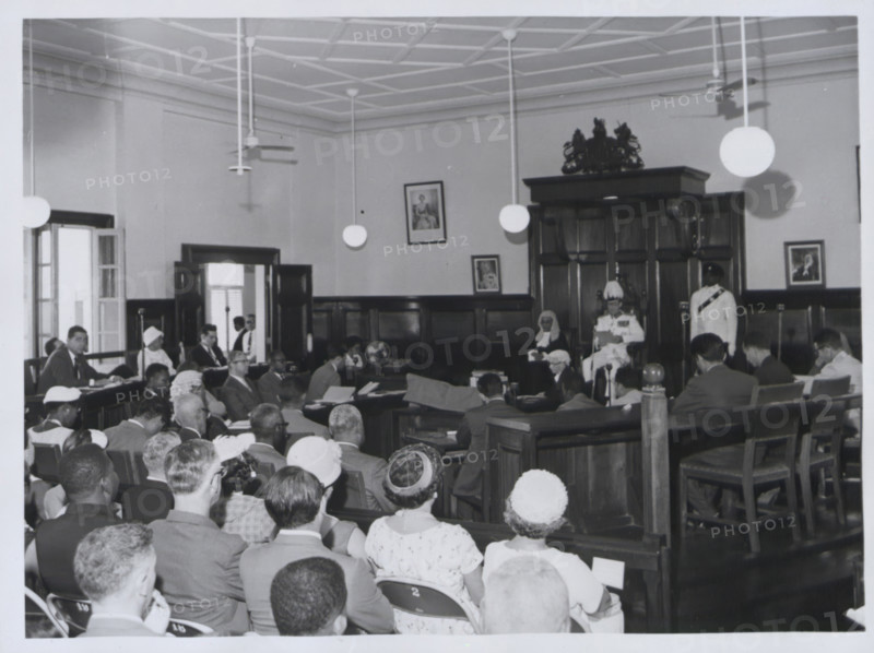 Sir Peter Stallard at the ceremony of opening of Parliament, Belize City, British Honduras, 1965. Creator: Unknown.