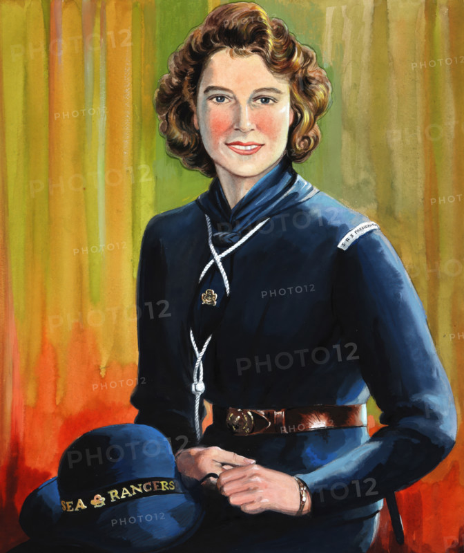 HRH Princess Elizabeth in uniform of Sea Rangers, May 1944. Creators: Central Office of Information, Unknown.