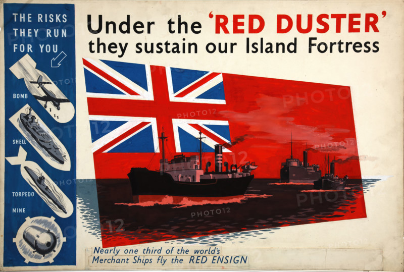 'Under the 'Red Duster they sustain our Island Fortres...', WWII poster, between 1939 and 1946. Creator: Central Office of Information.