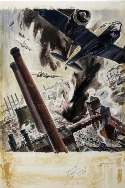 War Effort Bombing scene, between 1939 and 1946. Creators: Central Office of Information, James Gardner.