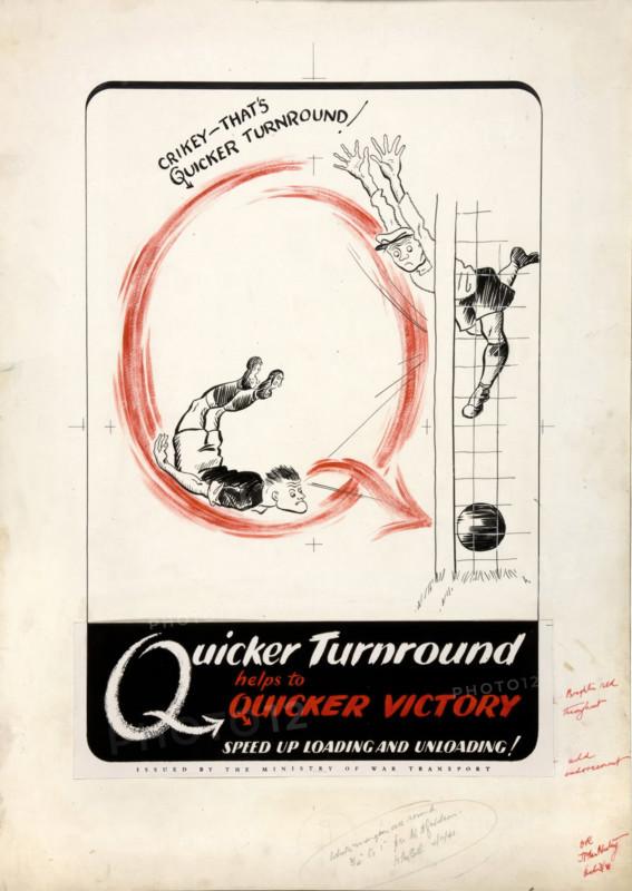 'Quicker turnround helps to quicker victory. Speed up,,,', WWII poster, between 1939 and 1946. Creators: Central Office of Information, Unknown.
