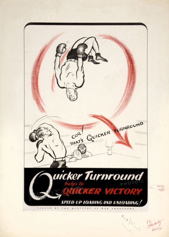 'Quicker turnround helps to quicker victory. Speed up,,,', WWII poster, between 1939 and 1946. Creators: Central Office of Information, Unknown.
