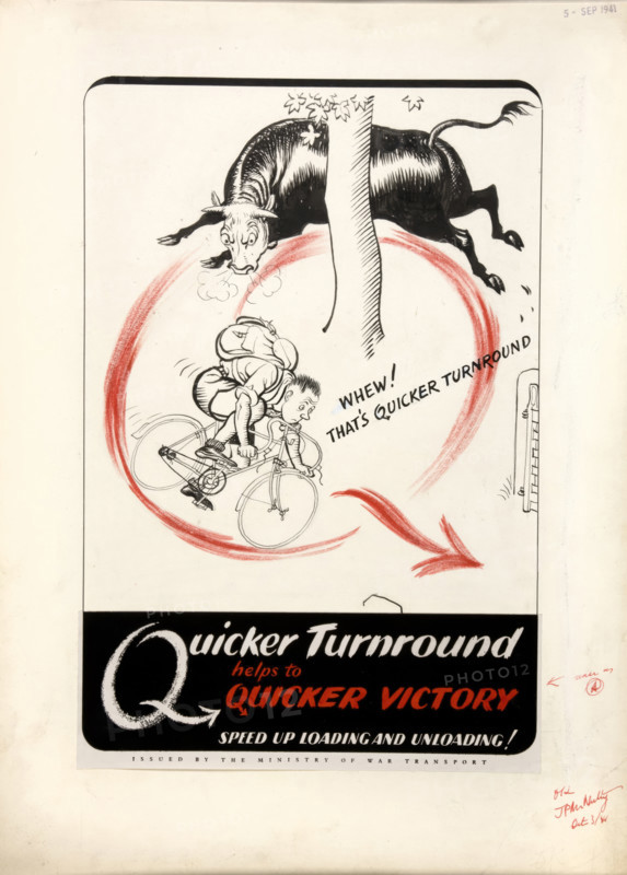 'Quicker turnround helps to quicker victory. Speed up,,,', WWII poster, between 1939 and 1946. Creators: Central Office of Information, Unknown.
