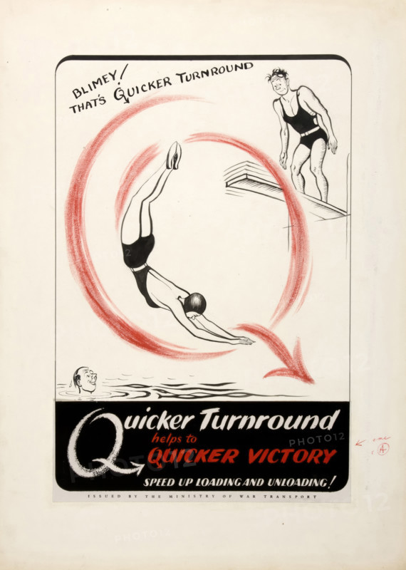 'Quicker turnround helps to quicker victory. Speed up,,,', WWII poster, between 1939 and 1946. Creators: Central Office of Information, Unknown.