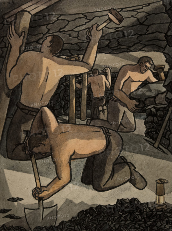 Industrial Coal mine scene, between 1939 and 1946. Creators: Central Office of Information, George Bissill.