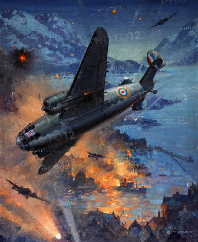 Hudson bombers on a coastal raid, between 1939 and 1946. Creator: Charles E Turner.