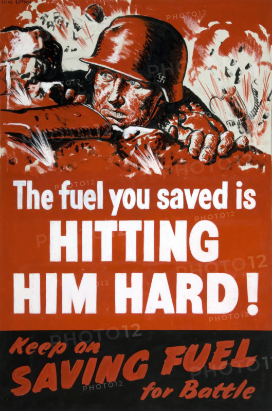 'The fuel you saved is hitting him hard!... between 1939 and 1946. Creators: Central Office of Information, Clive Uptton.