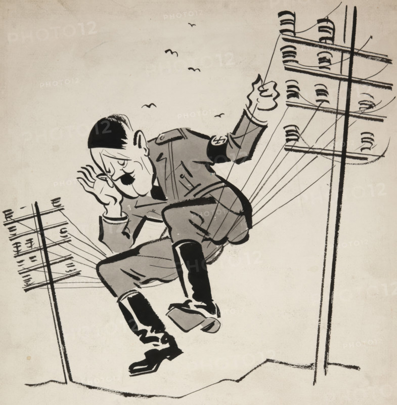 'You never know who's on the wires! Be careful what you say', WWII poster, between 1939 and 1946. Creator: Central Office of Information.