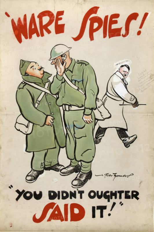 'Ware spies! You didn't oughter said it', careless talk World War II poster, 1939-1946. Creators: Central Office of Information, Bert Thomas.