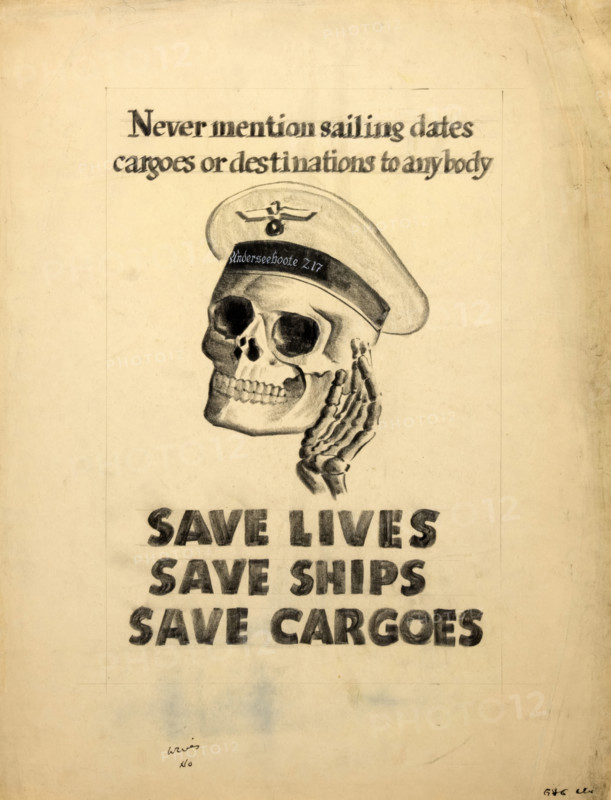 'Never mention sailing dates, cargoes or destinations to..., WWII poster, between 1939 and 1946. Creators: Central Office of Information, Unknown.