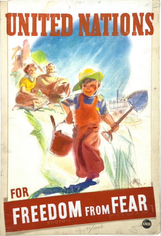 Unity of Strength: 'United Nations for freedom from fear', World War II poster, June 1941. Creators: Central Office of Information, Unknown.