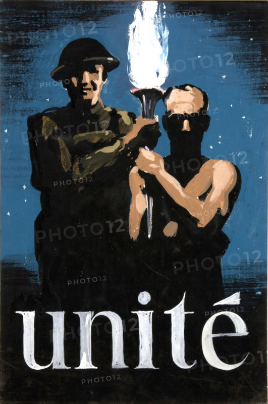 'Unité', World War II poster, between 1939 and 1946. Creator: Central Office of Information.