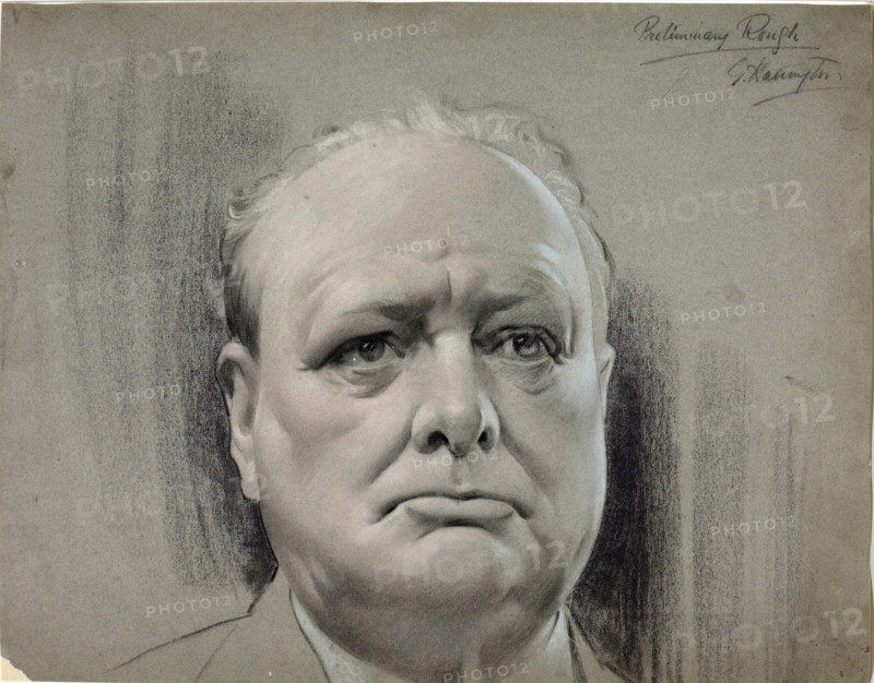 Winston Churchill, between 1939 and 1946. Creators: Central Office of Information, G Harington.