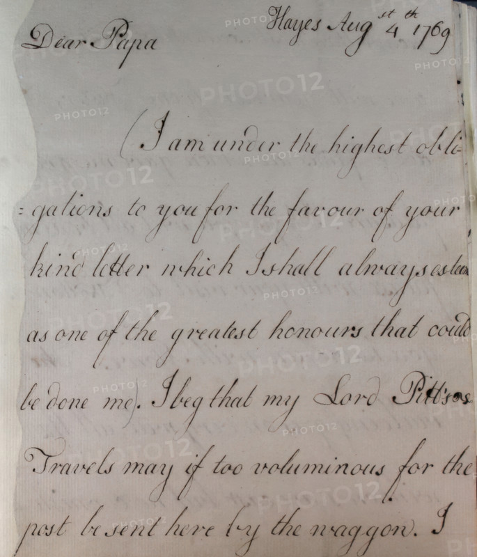 Letter from William Pitt, 1769. Creator: William Pitt the Younger.