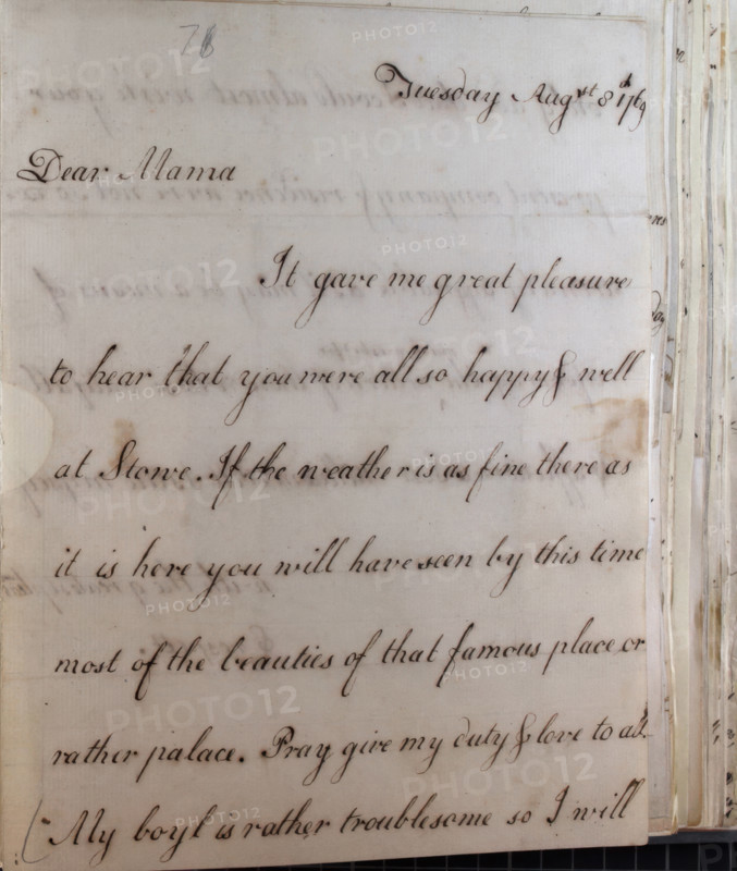 Letter from William Pitt, 1769. Creator: William Pitt the Younger.