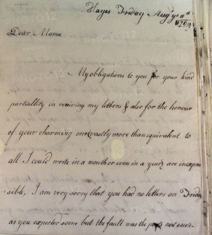 Letter from William Pitt, 1769. Creator: William Pitt the Younger.