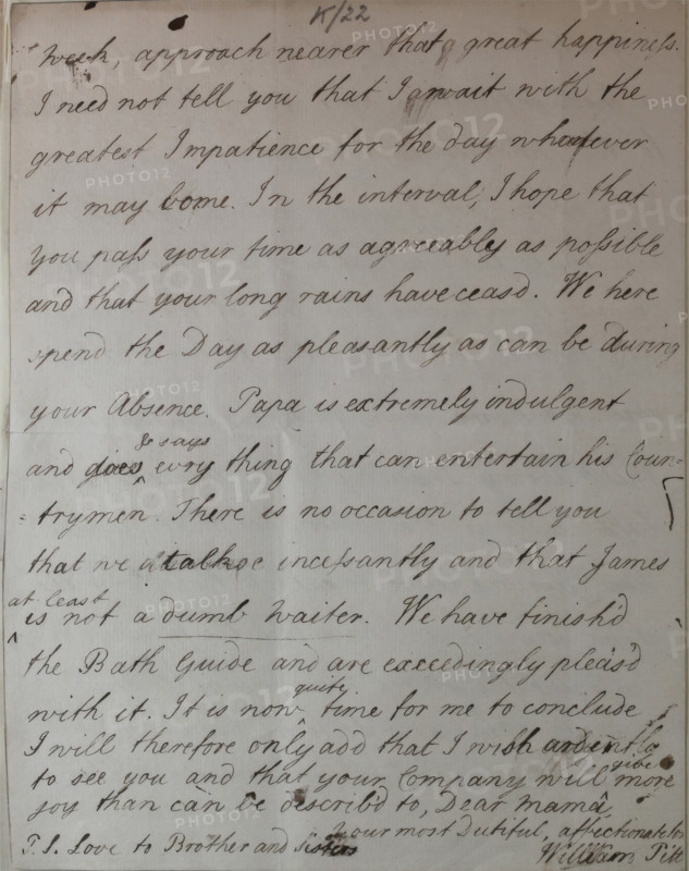 Letter from William Pitt, 1772. Creator: William Pitt the Younger.