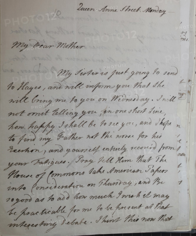 Letter from William Pitt,  between 1766 and 1770. Creator: William Pitt the Younger.