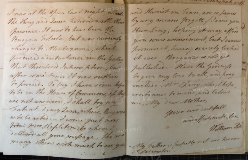 Letter from William Pitt, 1770s. Creator: William Pitt the Younger.