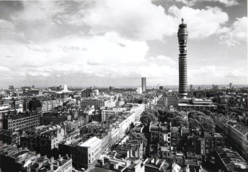 The Post Office Tower during construction, London, between 1961 and 1967.  Creator: Property Services Agency.	The Post Office Tower during construction, London, between 1961 and 1967. The British Telecom Tower, designed by Eric Bedford, was formerly known as the GPO or Post Office Tower. Butlins managed a revolving restaurant in the tower from 1966 until 1980. A view of the tower from a different angle can be seen in the Trove" episode of British TV drama "Endeavour".