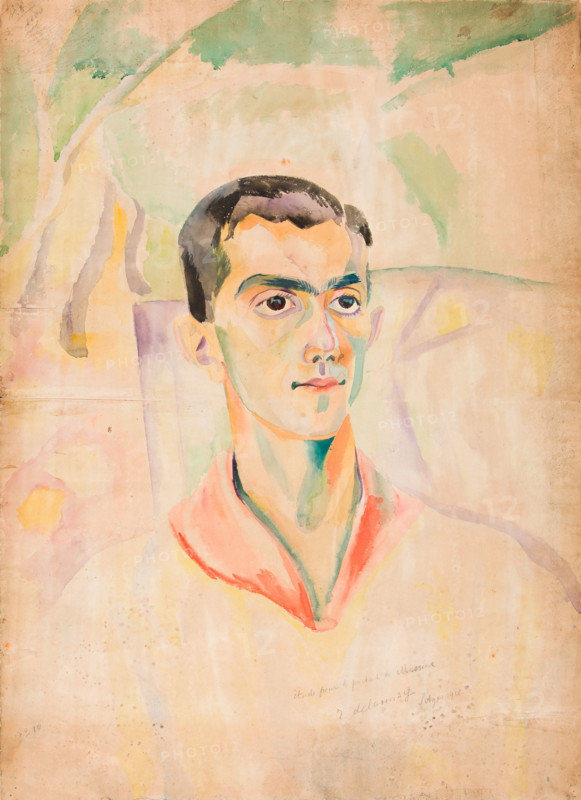 Portrait of the choreographer and ballet dancer Léonide Massine (1896-1979), 1918. Creator: Delaunay, Robert (1885-1941).