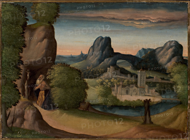 Landscape with the Penitent Saint Jerome, c1530. Creator: Coda, Benedetto (c. 1460-1535).