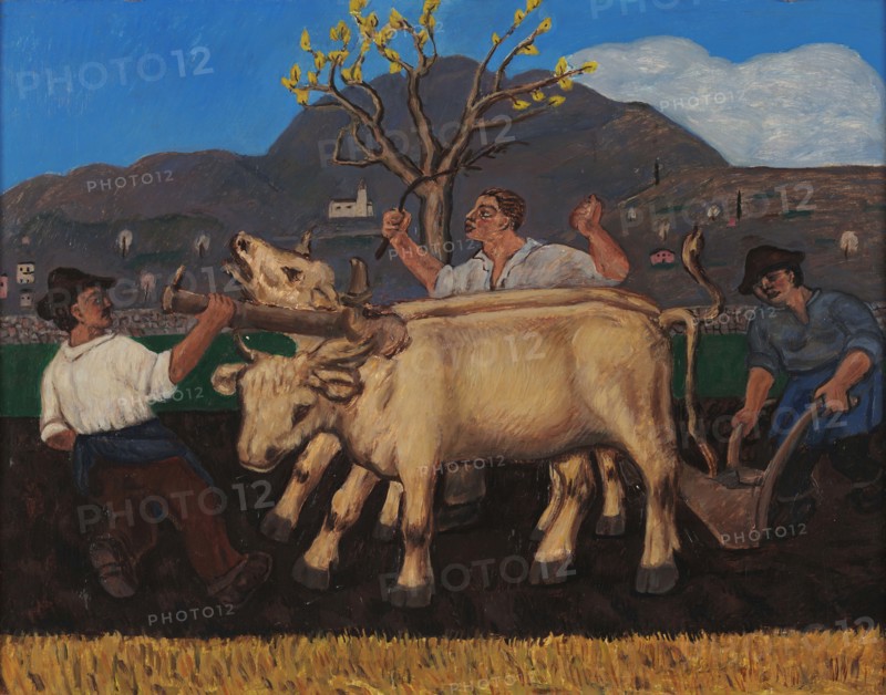L'aratura (The Ploughing). Creator: Garbari, Tullio (1892-1931).
