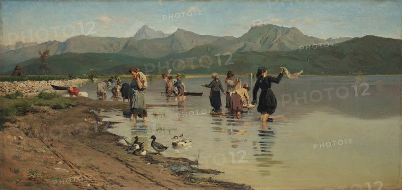 Lavandaie a Torre del lago (Washerwomen at Torre del Lago), 1880. Creator: Cecconi, Eugenio (1842-1903).