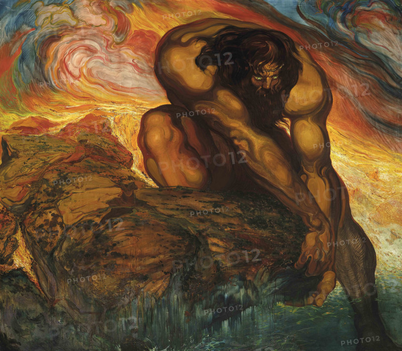 Hércules levantando el túmulo de Pyrene (Hercules raising the tumulus of Pyrene), 1908-1909. Creator: Néstor, (Néstor Martín-Fernández de la Torre) (1887-1938).