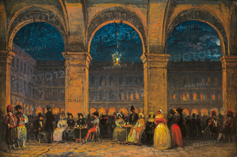 Caffè Florian on the Piazza San Marco, Venice, c1860-1870. Creator: Grubacs, Carlo (1801-1864).