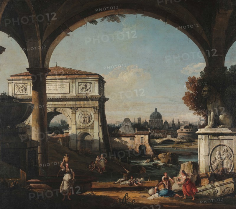 Roman Capriccio With Triumphal Arch, 1740s. Creator: Bellotto, Bernardo (1720-1780).