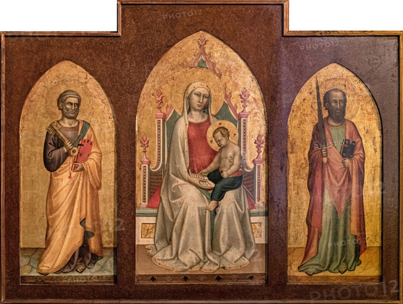 Madonna and Child Reading, between Saints Peter and Paul, First Half of 14th cen.. Creator: Daddi, Bernardo (1290-1350).