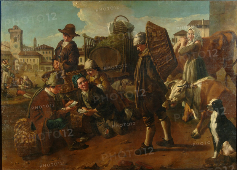 Evening in the Town Square, c1750. Creator: Ceruti, Giacomo Antonio (1698-1767).
