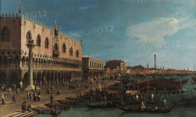 The Pier towards the Riva degli Schiavoni with the Column of Saint Mark, before 1742. Creator: Canaletto (1697-1768).