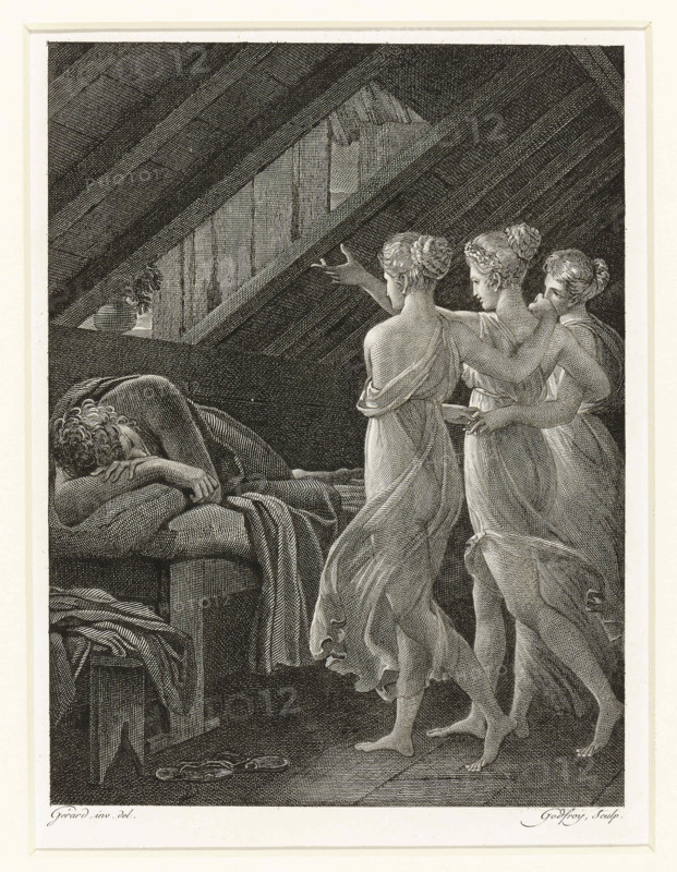 Daphnis dreams about three nymphs , 1800. Creator: Godefroy, Jean (1771-1839).