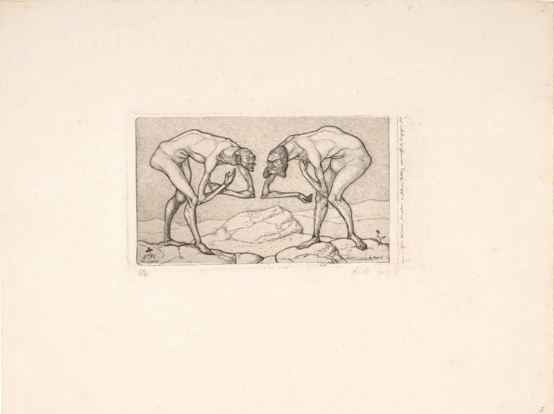 Two Men Meet, Each Believing the Other to Be of Higher Rank. Invention 6, 1903. Creator: Klee, Paul (1879-1940).