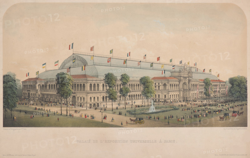 Palais de l'exposition universelle à Paris (Le palais de l'Industrie à Paris). Creator: Petit, Victor (1817-1871).